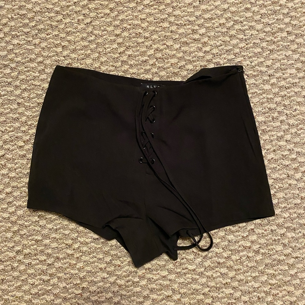 Black tie up shorts